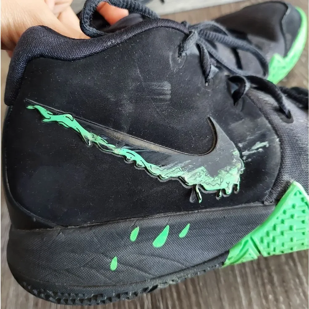 Nike Kyrie 4 Black Halloween Green GS Size 6.5Y Sneakers AA2897-012